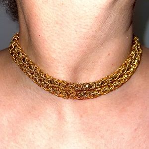 Vintage Gold-tone Double Strand Thick Necklace